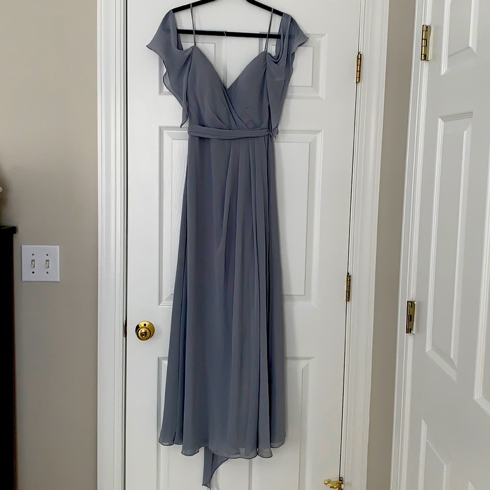 Pale blue black tie gown